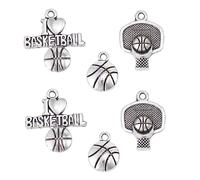 Homoyoyo 6 pièces Pendentifs de Basketball Alliage de Charms Sports pour Hommes et Femmes Collier Créatif avec Pendentifs Aime Basketball et Panier Accessoires de Mode pour Événements et