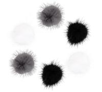 Homoyoyo 6 pièces Pompons Magnétiques Amovibles pour Décoration Ongles Accessoires Nail Art DIY Boules de Poils Noir Blanc Gris