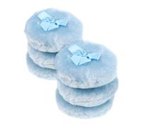 Homoyoyo 6 Pièces Puff Douce avec Poignée Applicateur Moelleux Longue Peluche pour Soins Délicats Portable pour Change et Voyage Design Nœud Décoratif Bleu