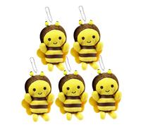 Homoyoyo 6 pièces Set de Porte-clés Peluche Abeille Douce Multifonction Pendentifs Mignons pour Sacs Clés et Téléphones Accessoires Charmants pour Garçon Fille et