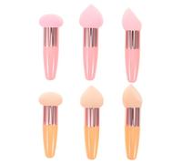 Homoyoyo 6 Pièces Set Éponges de Maquillage Fond de Teint avec Poignée Applicateurs Réutilisables pour Poudre et Liquide Éponges Beauté Blending pour Visage Finition Naturelle Usage Sec et