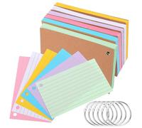 Homoyoyo 6 pièces Small Index Cards With Rings Double-sided Lined Flash Cards Color-coded Portable Notepad For Study And Note Taking