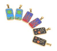Homoyoyo 6pièces Breloques Acier Inoxydable Forme De Carte De Tarot Pendentifs Décoratifs Pour Collier Porte-clés Accessoires Élégants