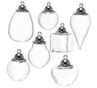 Homoyoyo 7 pièces Miniature Mini Glass Jars With Lids Transparent Small Bottles For Storing Perfume Essential Oils Beads And Wishes Delicate Glass Potion Bottles For Decoration And Crafts