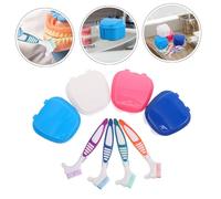 Homoyoyo 8 Pièces Boîte de Bain pour Dentier avec Brosse Coffret Pomme pour Rangement et Nettoyage Portable Support de Prothèse Dentaire pour Voyage et Trempage