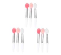 Homoyoyo 9 pièces Pinceau Silicone Portable Applicateur Maquillage Doux Facile à Nettoyer Rose Transparent Rouge