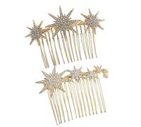 Homoyoyo Accessoires de Mariage Peigne à Cheveux Flocon de Neige 2 Pièces en Métal Doré Strass pour Femmes Mariée Coiffure de Fête