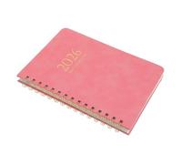 Homoyoyo Agenda Hebdomadaire et Mensuel avec Couverture PU Rose Spiral Flexible Planificateur Quotidien avec Contrôle des Objectifs et Pages Anti-transfert Encre