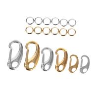 Homoyoyo Anneaux de Clé Robustes Acier Inoxydable avec Mousquetons Dorés et Argentés pour Bricolage Connexion Bijoux Laisse pour Animaux et Accessoires Multifonctions