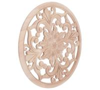Homoyoyo Applique Ronde en Bois Sculpté Ajouré 30x30 Cm Décoration Murale Vintage pour Meubles Portes et Armoires Ornement Floral en Bois Naturel Solide Accessoire Décó Intérieur Sculpté