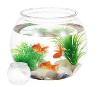 Homoyoyo Aquarium de Bureau Rond Transparent en Plastique Pet Incassable, Grand Format, Bocal à Poissons Rouges Domestique Décoratif pour Maison et Bureau, Aquarium de Table pour Petits