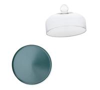 Homoyoyo Assiette Ronde Céramique Matte Nordique avec Couvercle Verre Transparent Plateau Snack pour Fruits et Pâtisseries Vaisselle Décorative Déjeuner et Présentation Occidentale
