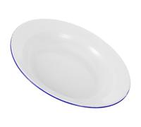 Homoyoyo Assiette Ronde en Émail Blanc 26 CM de Diamètre Profondeur 4 CM Assiette Plate Rétro Polyvalente pour Fruits Plats Principaux et Accompagnements Vaisselle Légère Cuisine et