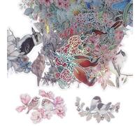 Homoyoyo Autocollants Holographiques Fleurs et Oiseaux 100 Pcs Matériel de Scrapbooking DIY Accessoires de Journal Stickers Décoratifs pour Album et Loisirs Créatifs