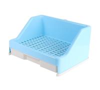 Homoyoyo Bac à Tiroir Anti-Basculement pour Lapin et Petits Animaux Toilettes Fiables en Plastique Bleu Grand Espace Adapté aux Lapins Adultes Accessoire Pratique pour Cage Nettoyage