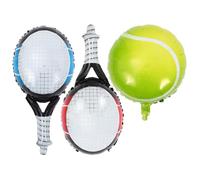 Homoyoyo Ballons en Aluminium Tennis 3 Pcs 1 Ballon Tennis 18 Pouces 2 Raquettes Gonflables Bleu et Rouge Décoration Suspendue pour Fête Anniversaire et Événement Sportif