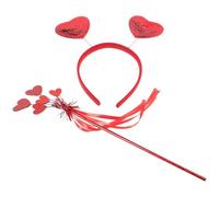Homoyoyo Bandeau Coeur à Paillettes Rouge avec Baguette de Fée Accessoires Saint-valentin pour Fête Cadeau Femme et Filles Serre-tête Résistant et Chic