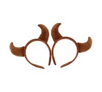 Homoyoyo Bandeau Cornes de Diable Peluche Coiffe Cosplay Cornes de Vache Accessoire Confortable et Polyvalent pour Halloween Carnaval et Maquillage Marron Foncé