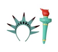 Homoyoyo Bandeau Costume Statue Liberté 2 Pièces Réglable Accessoire Fête Halloween Adultes Garçon Et Filles Couronne Et Torche Patriotique