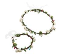 Homoyoyo Bandeau De Mariée Bracelet Fleur Blanc 2 Pièces En Tissu Ajustable Accessoire Pour Cérémonie Et Soirée