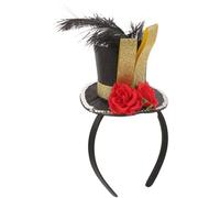 Homoyoyo Bandeau Haut-de-forme Mini Rétro pour Femmes, Accessoire de Costume de Carnaval, Serrage-tête Chapeau de Fête Noir Vintage, Bandeaux de Bal Masqué et Noël, Léger et Confortable