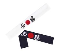 Homoyoyo Bandeau Japonerie De Karaté 2 Pièces Taille Unique En Coton Blanc Et Bleu Absorbant La Sueur Pour Sport Arts Martiaux Entraînement Cuisine