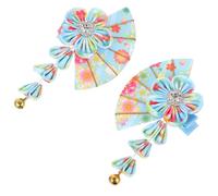 Homoyoyo Barrette à Cheveux Cosplay Japonaise Pompons et Clochettes Paire de 2 Pièces Accessoire Léger Bleu pour Spectacle et Photographie Décoration Élégante pour Fille