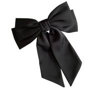 Homoyoyo Barrette Cheveux Noire Satinée avec Nœud Délicat et Résistante Pince pour Cheveux Épais Accessoire pour Queue de Cheval et Tresses Maintien Sécurisé