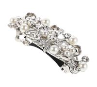 Homoyoyo Barrette Cheveux Rétro avec Perles et Strass Floraux Blancs Pince Française Solide pour Coiffures Volumineuses Accessoire Élégant pour Mariage et Usage Quotidien