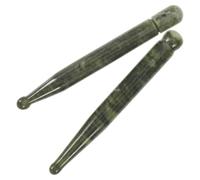 Homoyoyo Bâton de Massage Facial en Jade Naturel 2 Pcs - Stylo Masseur pour Visage, Yeux et Corps, Outil Gua Sha pour Stimulation des Points de Déclenchement, Soulagement des