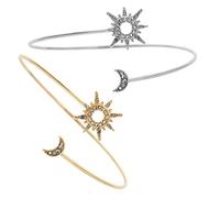 Homoyoyo Bijoux De Manchette Pour Femmes En Alliage Métal, Bracelets Ouverts Soleil Et Lune Réglables, Accessoires Haut Du Bras, Lot De 2 Pièces Doré Et Argenté, Usage Quotidien Et Fêtes