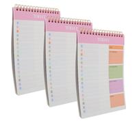 Homoyoyo Bloc-notes de Liste de Tâches Hebdomadaire A5, 3 Carnets Rose en Papier avec Reliure Spirale, 52 Feuilles Détachables, Léger et Flexible pour Travail et Voyage