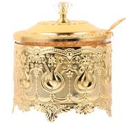 Homoyoyo Bocal à Bonbons Verre Embossé Style Européen avec Couvercle Petit Récipient Décoratif pour Cuisine Sucrier Polyvalent pour Rangement de Bonbons et Épices