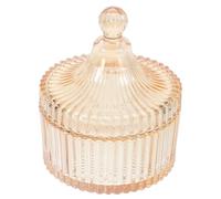 Homoyoyo Bocal en Verre Ambré 1 Pièce pour Bonbons et Sels de Bain, Pot D'apothicaire Décoratif Multi-Usage, Organiseur de Salle de Bain Porte-épingles à Cheveux et Porte-Bijoux, Rangement