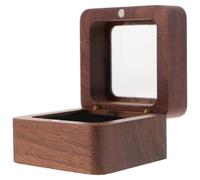 Homoyoyo Boîte à Alliances Carrée en Bois de Noyer Double Support pour Bagues Intérieur Blanc Boîte Porte-Bagues 2 Couches pour Mariage et Fiançailles Organisateur Bijou Compact et