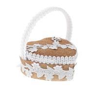 Homoyoyo Boîte à Alliances Mariage En Jute Et Tissu Orné Coussin Porte-alliances De Cœur Blanc Petite Boîte à Bagues Pour Cérémonie Occidentale Et Portable