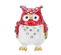 Homoyoyo Boîte à Bijoux Hibou en Alliage de Zinc avec Strass Scintillants Coffret à Bijoux Décoratif Orange-Rouge 1 Pièce Présentoir Multifonction pour Bagues Colliers et Boucles