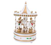 Homoyoyo Boîte à Musique Carrousel Rotative en Bois Doré Décoration de Bureau et Chambre Présent Anniversaire et Noël Design Artisanal Surface Lisse Petite Taille pour Collection