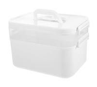 Homoyoyo Boîte à Outils De Manucure Professionnelle Conteneur De Rangement Pour Outils De Manucure Double Couche Blanche Poignée Transportable Pour Nail Art