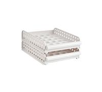 Homoyoyo Boîte à Œufs Empilable 2 Niveaux Blanche 30 Compartiments en Plastique pour Réfrigérateur, Organisateur de Rangement pour Œufs et Bac à Légumes, Stockage Pratique et Gain de Place
