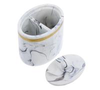 Homoyoyo Boîte de Rangement Coton-Tige avec Couvercle Boîte Décorative pour Coton et Cure-Dents Rangement Salle de Bain Multifonction Protection Humidité et Poussière Design Marbre Élégant