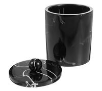 Homoyoyo Boîte de Rangement en Résine Effet Marbre Noire avec Couvercle Compartiment pour Cotons à Maquillage et Organiseur de Cure-Dents Petite Boîte Compacte pour Accessoires