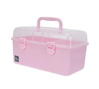 Homoyoyo Boîte De Rangement Pour Accessoires Cheveux Et Médicaments Portable Boîte à Deux Couches Transparente Rose Rangement Multi-usage Pour Domicile Voyages Et Plein Air Facile à Ouvrir