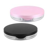 Homoyoyo Boîte de Rangement pour Poudre Compacte et Houppettes 5g, Plastique Solide, Portable et Séchage Rapide, pour Femmes, Accessoires Maquillage de Voyage, Lot 2 Pièces Rose et Noir