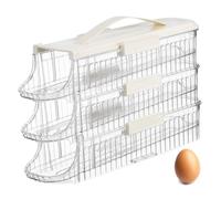 Homoyoyo Boîte de Rangement pour Œufs à Roulettes Triple Support Œufs Réfrigérateur Porte Capacité Ample avec Poignée Portable Transparent Organisation Pratique