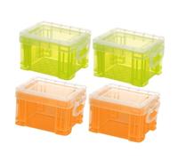 Homoyoyo Boîte De Rangement Semi-transparente Colorée Couvercle 4 Pièces, Mini Taille, Organisateur Divers Et Porte-fiches, Usage Bureau Et Maison