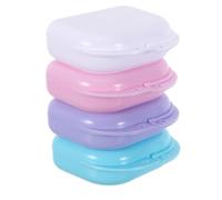 Homoyoyo Boîte pour Prothèse Dentaire Rigide avec Trous D'aération Lot de 4 Couleurs Pastel Rose Clair Bleu Clair Blanc Étui Compact et Léger pour Voyage et Rangement Quotidien Conteneur