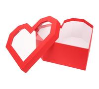 Homoyoyo Boîte Présent Cœur Polygonale Transparente avec Fenêtre, Emballage Saint-valentin Rouge, Étui à Fleurs Décoratif pour Anniversaires et Présents Romantiques, Boîte D'emballage