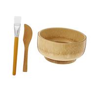 Homoyoyo Bol à Masque Facial En Bois 3 Pièces Ensemble Spatule Ergonomique Et Pinceau Pour Masque, Ustensiles Diy Pour Soin Du Visage, Adapté Aux Particuliers, Usage Maison Et Beauté Quotidienne