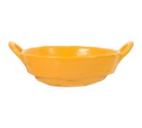 Homoyoyo Bol Céramique Multifonctionnel avec Anses Résistant Chaleur pour Salade Soupe et Service à Domicile Bol de Cuisine Pratique et Élégant Jaune Mat
